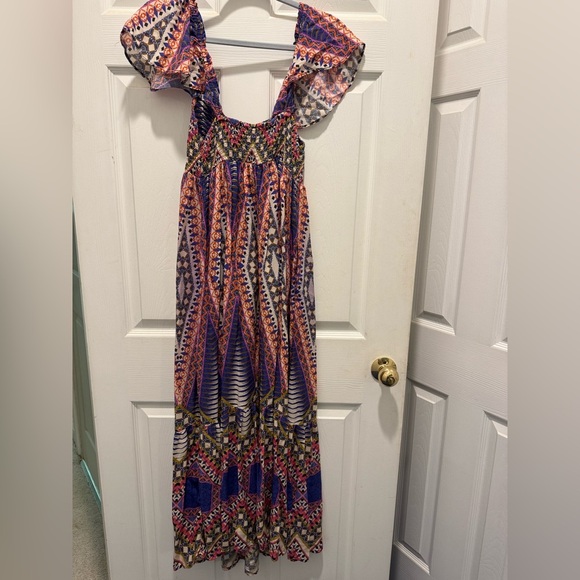 Anthropologie Blue and Purple Smocked Tiered Maxi Dress - Picture 8 of 9
